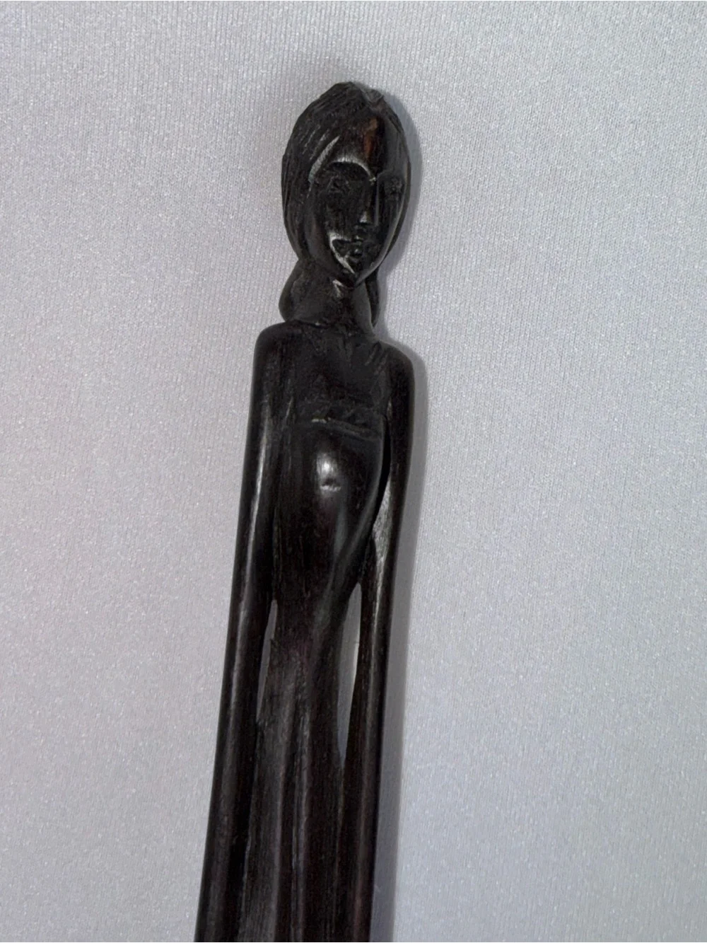 Hand-Carved Black Wood African Figure Pair - Decorative Home Sculptures